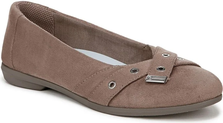 Kira Womens Solid Faux Suede Ballet Flats