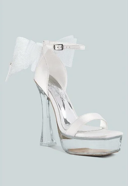 Kiri Satin Clear High Heeled Bow Sandals Women - Image 2