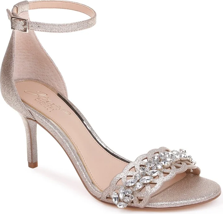 Kirsten Embellished Laser Cut Ankle Strap Sandal