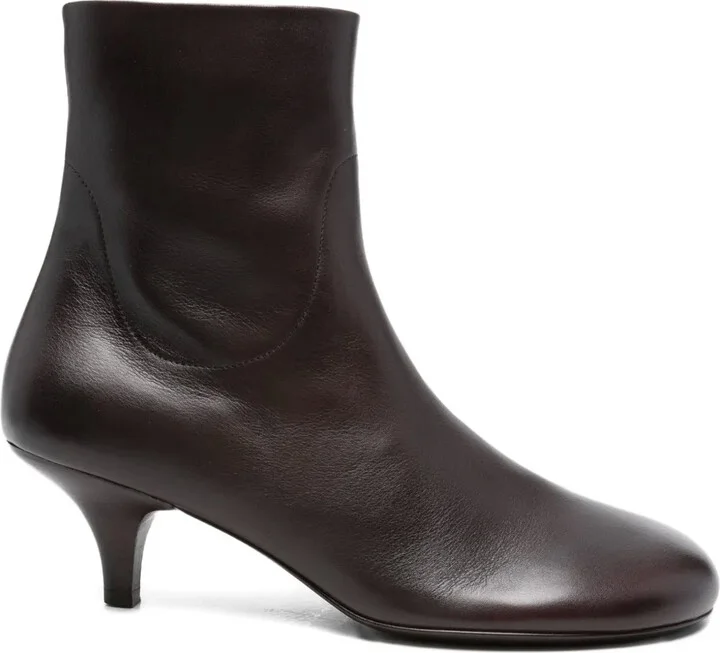 Kitten-Heel Leather Ankle Boots