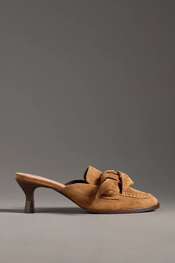 Kitten-Heel Loafer Mules