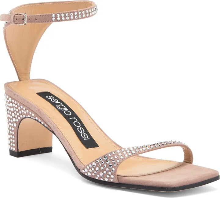 Kitten Heel Rhinstone Sandal
