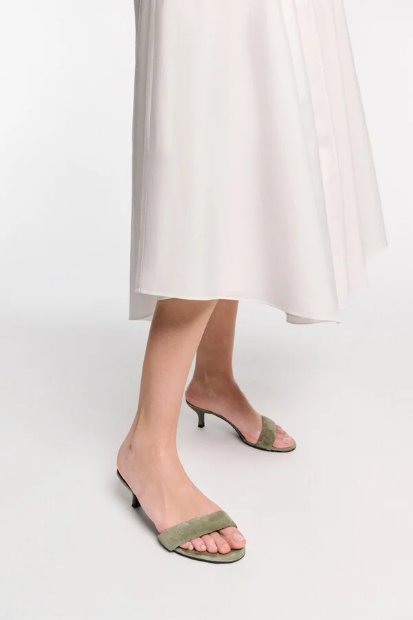 Kitten heel suede slides with padded strap - Image 5