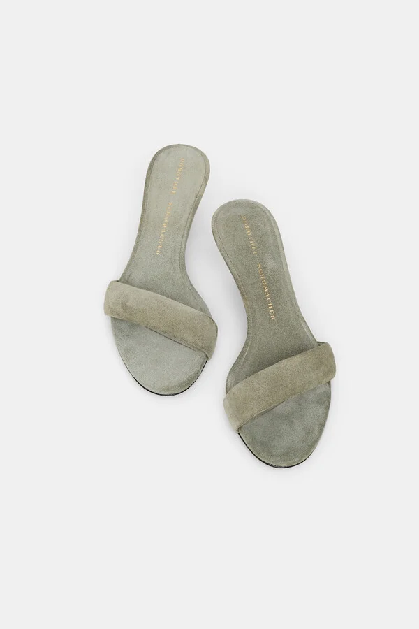 Kitten heel suede slides with padded strap - Image 7