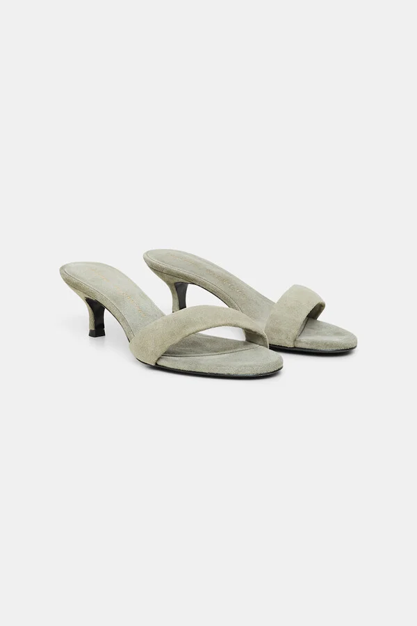 Kitten heel suede slides with padded strap - Image 8