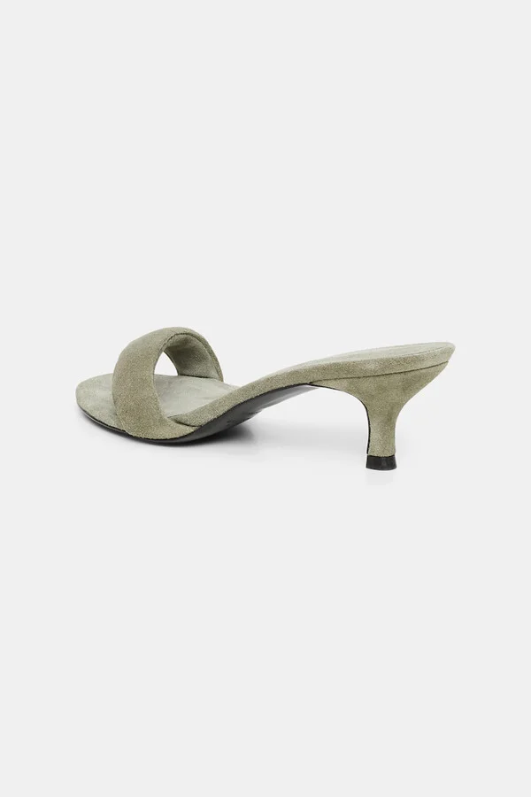 Kitten heel suede slides with padded strap - Image 9