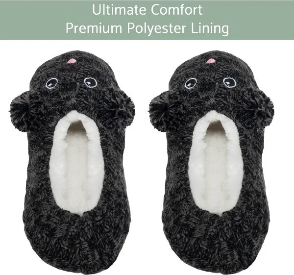 Kitty Cat Pom Womens Animal Cozy Indoor Plush Lined Non Slip Fuzzy Soft Slipper - Medium - Image 2