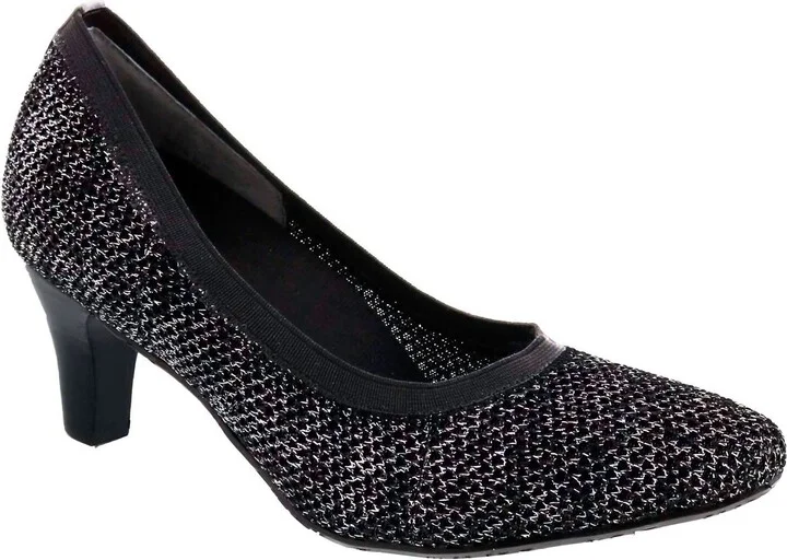 Kitty Dress Shoe - Medium Width In Black Glitter Stretch Fabric