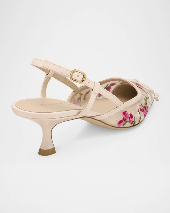 Kitty Embroidered Slingback Pumps - Image 2