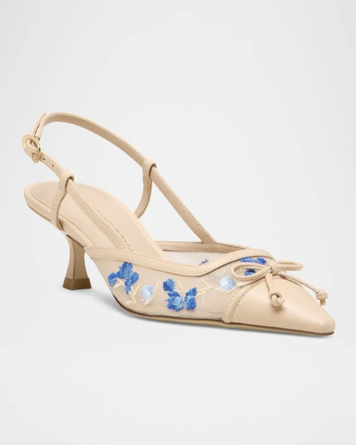 Kitty Embroidered Slingback Pumps - Image 3