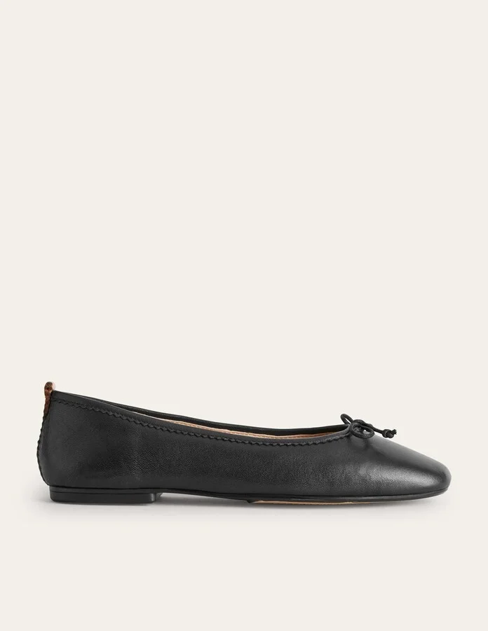 Kitty Flexi Sole Ballet Flats, Black Leather