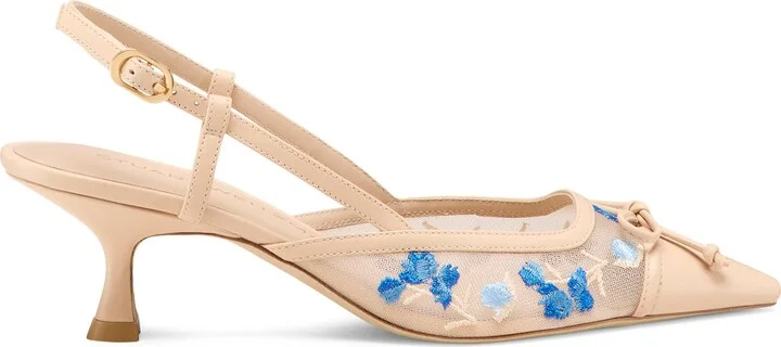 Kitty Floral Embroidery Pointed Toe Pump - Image 2