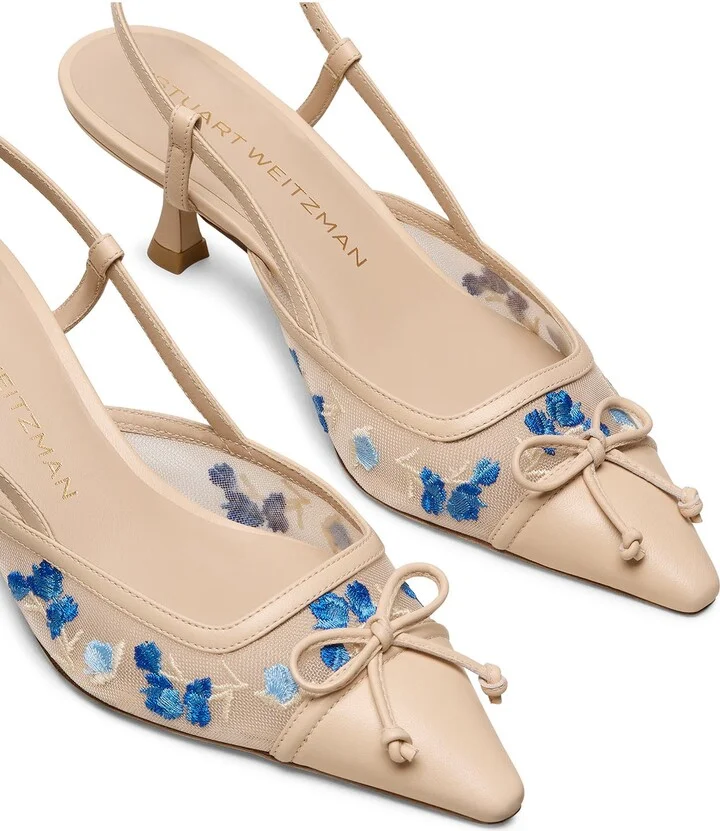 Kitty Floral Embroidery Pointed Toe Pump - Image 3