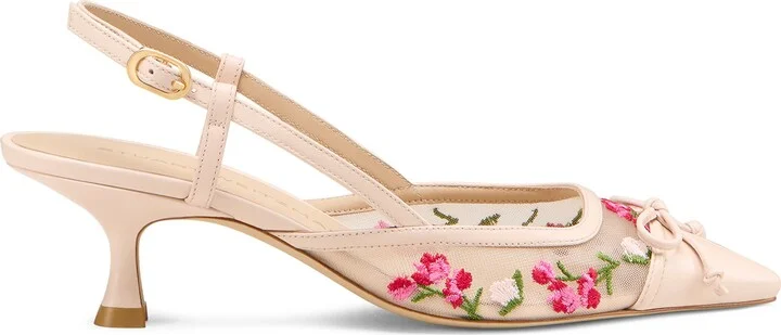 Kitty Floral Embroidery Pointed Toe Pump - Image 7