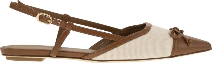 Kitty - Leather And Linen Slingback