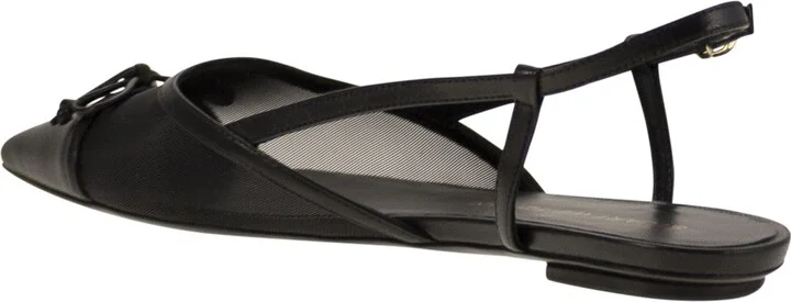 Kitty - Leather And Transparent Fabric Slingback - Image 3