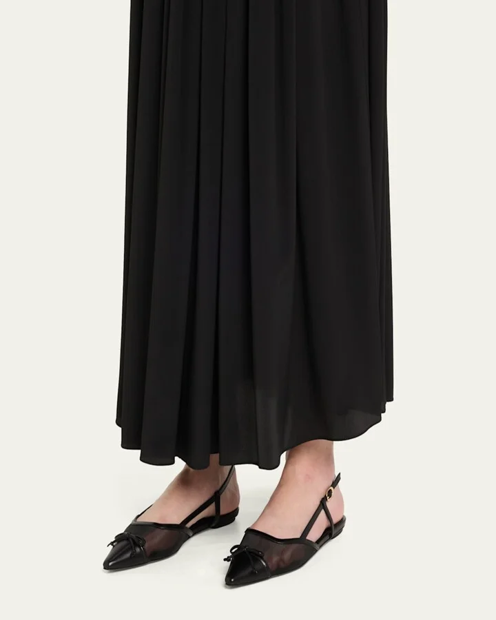 Kitty Mesh Leather Cap-Toe Slingback Flats - Image 6