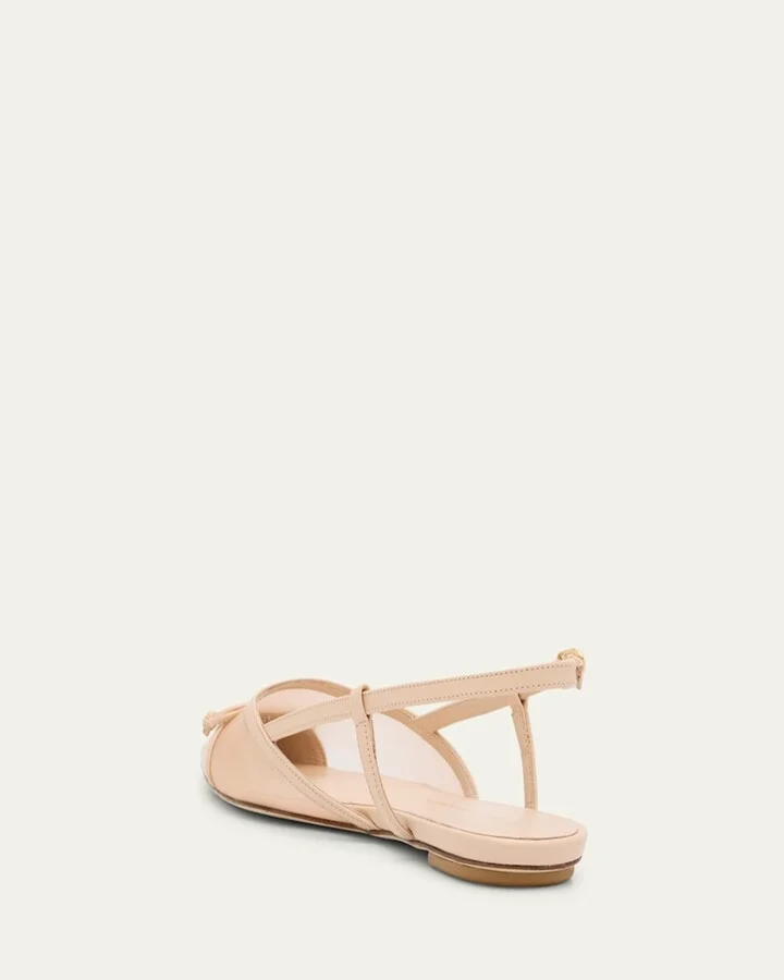 Kitty Mesh Leather Cap-Toe Slingback Flats - Image 2