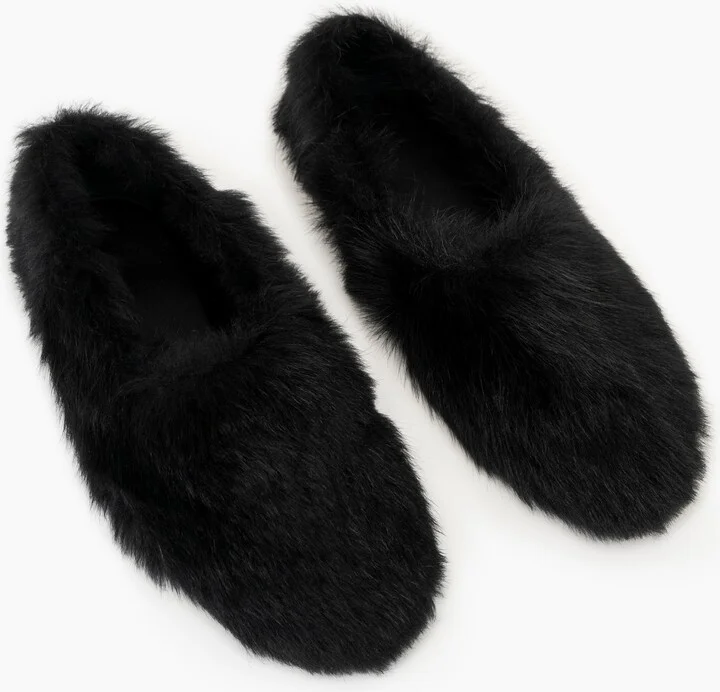 Kiwi Kiwi Shearling Ballet Flats in Black