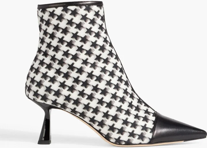 Kix 65 printed felt and leather ankle boots