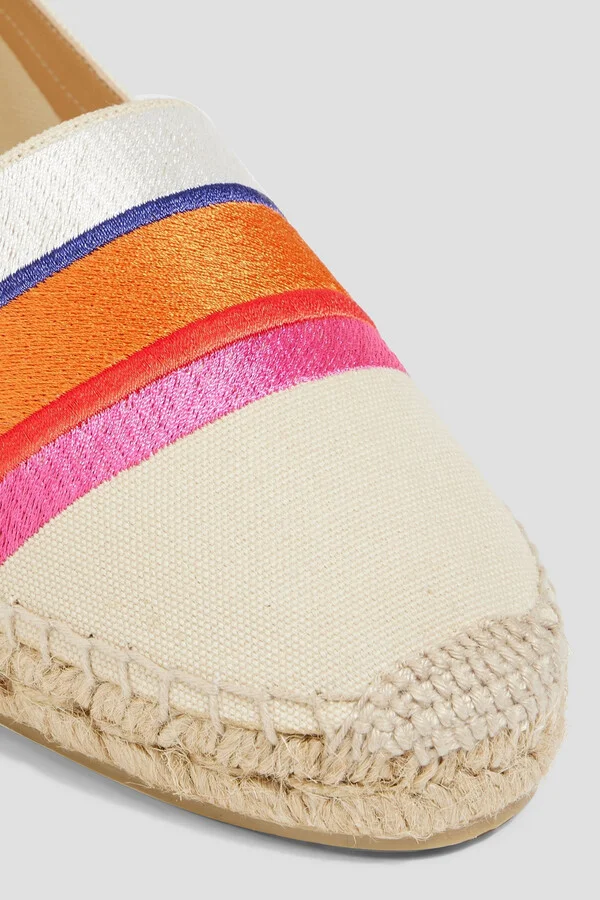 Klea striped embroidered canvas espadrilles - Image 4