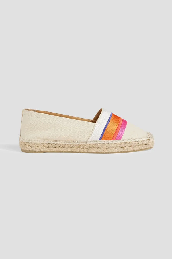 Klea striped embroidered canvas espadrilles