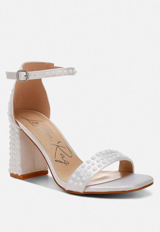 Klebba Pearls Embellished Satin Sandals - Image 2