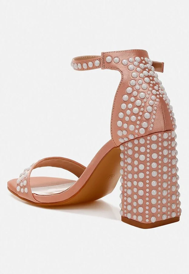 Klebba Pearls Embellished Satin Sandals - Image 5