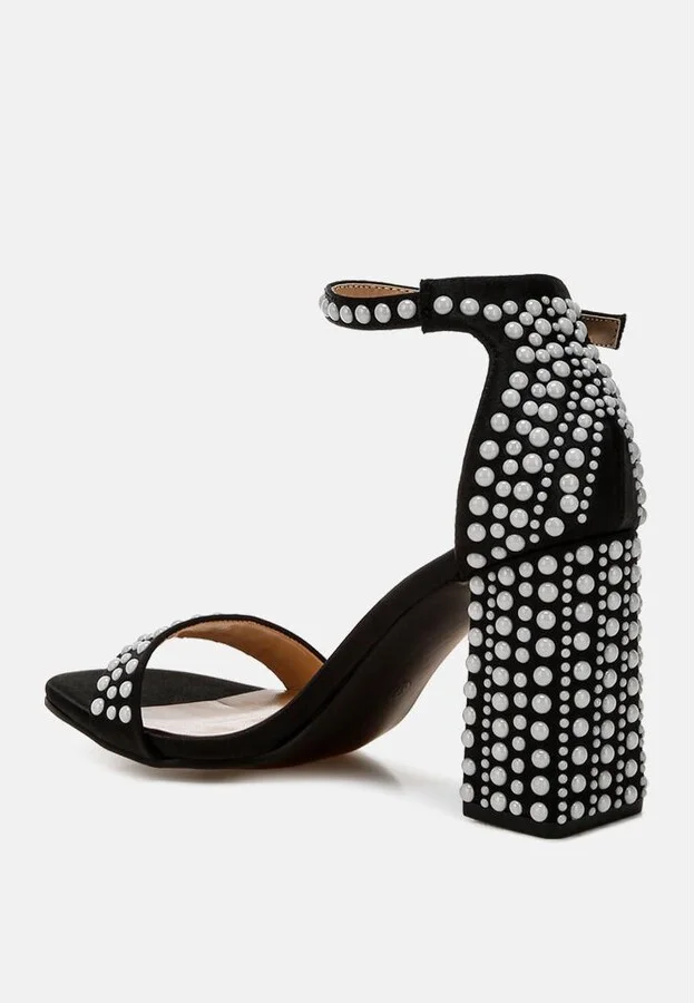 Klebba Pearls Embellished Satin Sandals - Image 6