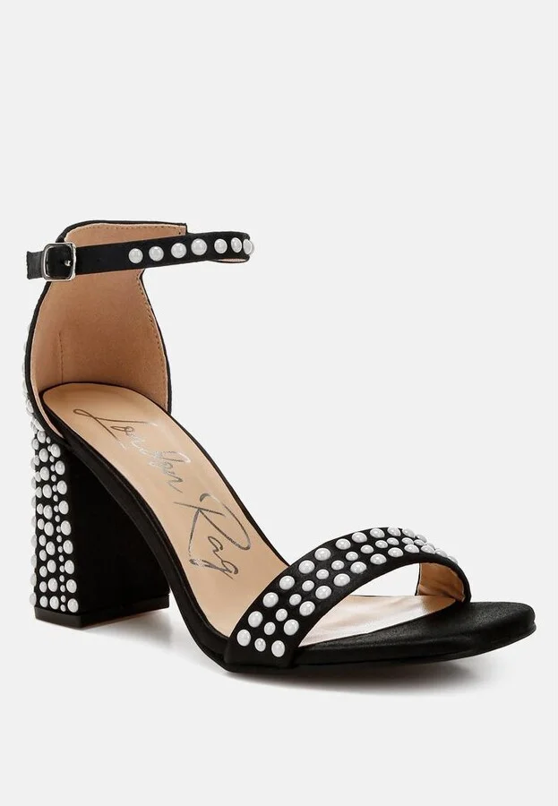 Klebba Pearls Embellished Satin Sandals - Image 7