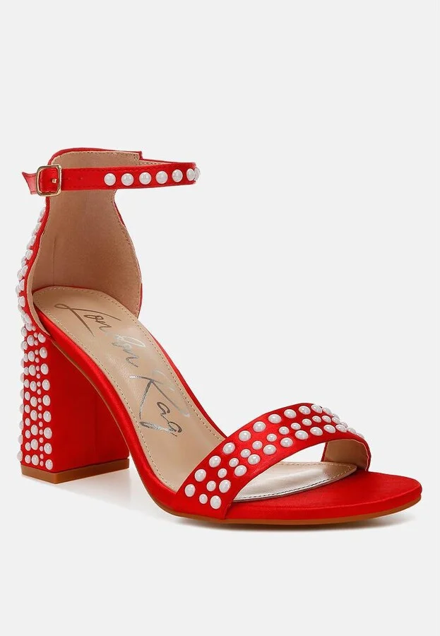 Klebba Pearls Embellished Satin Sandals - Image 8