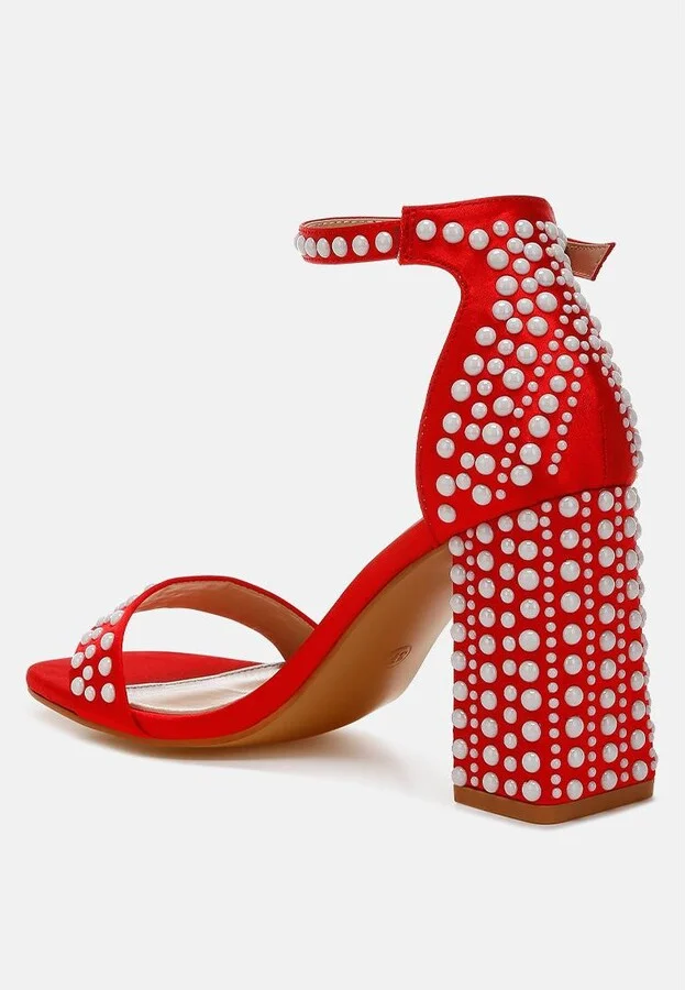 Klebba Pearls Embellished Satin Sandals - Image 9