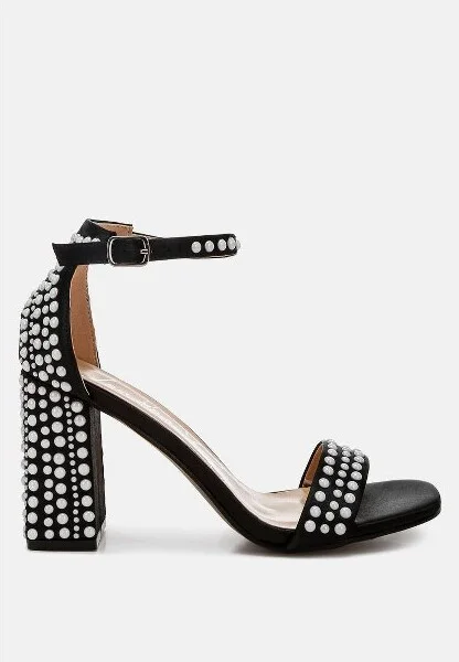 Klebba Pearls Embellished Satin Sandals Women