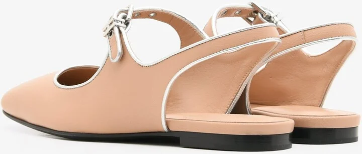 Kleo Slingback Sandals in Beige Perlino Goatskin and Gris Argente Metallic Nappa - Image 2