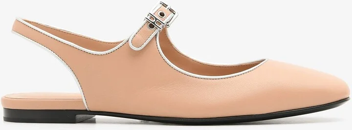 Kleo Slingback Sandals in Beige Perlino Goatskin and Gris Argente Metallic Nappa