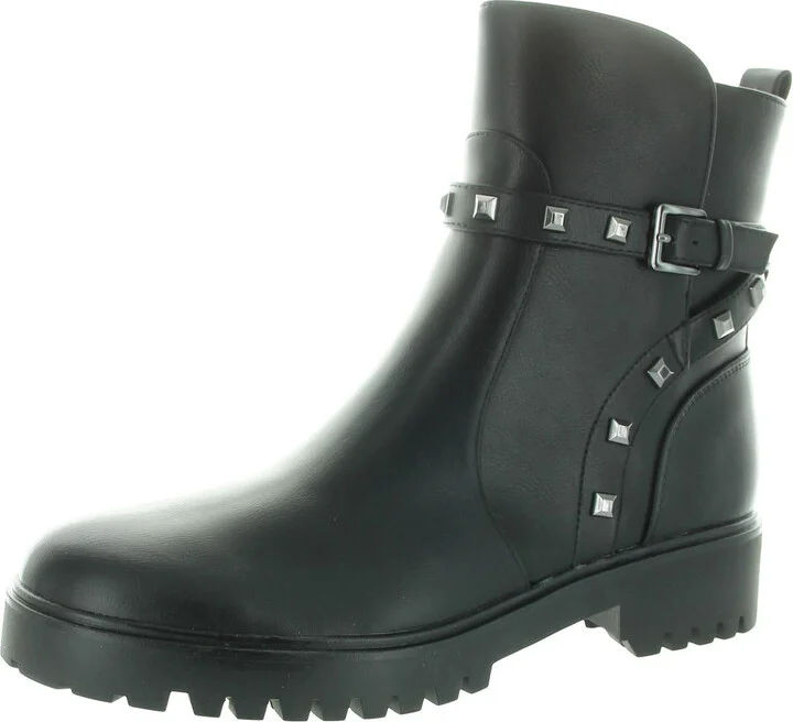 KLIMBE Womens Studded Faux Leather Motorcycle Boots