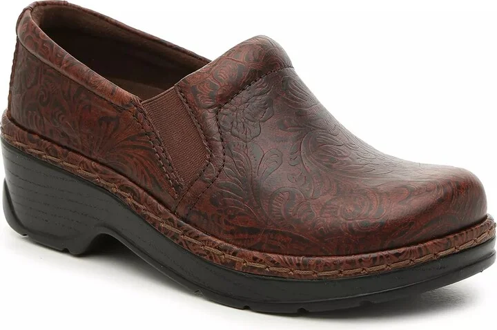 Dark Brown Floral Embossed Leather