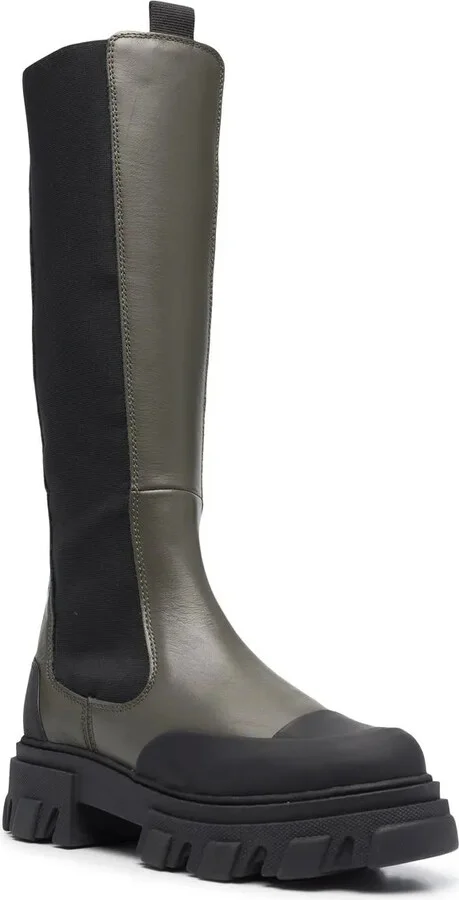 Knee-High Chunky Leather Chelsea Boots - Image 2