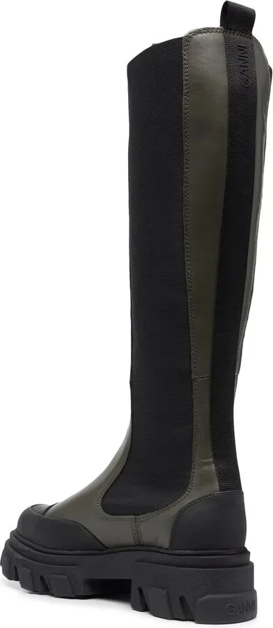 Knee-High Chunky Leather Chelsea Boots - Image 3