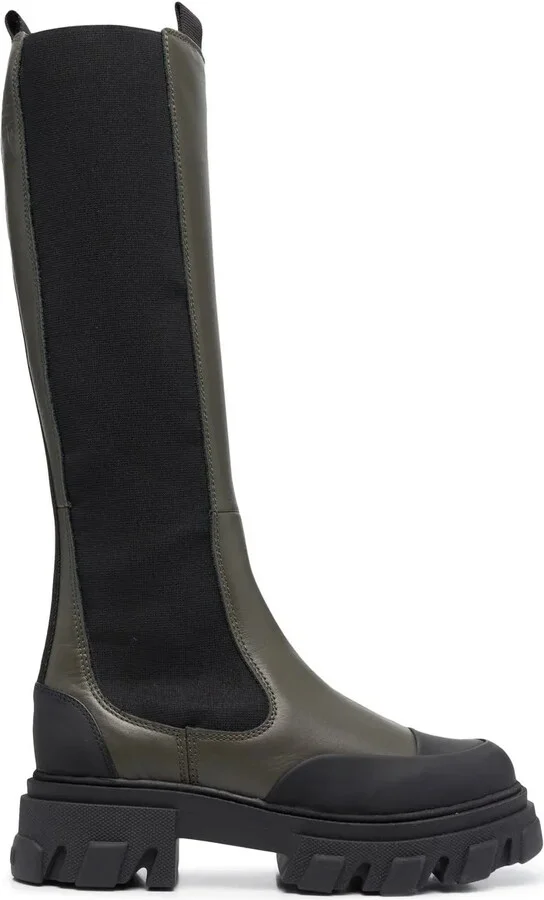 Knee-High Chunky Leather Chelsea Boots