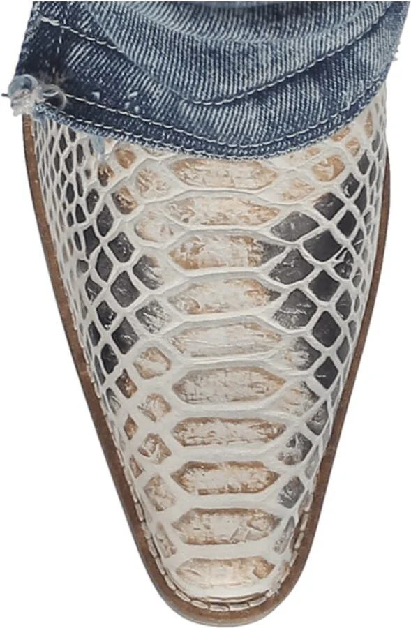 Knee High Denim & Snakeskin Embossed Western Boot - Image 5