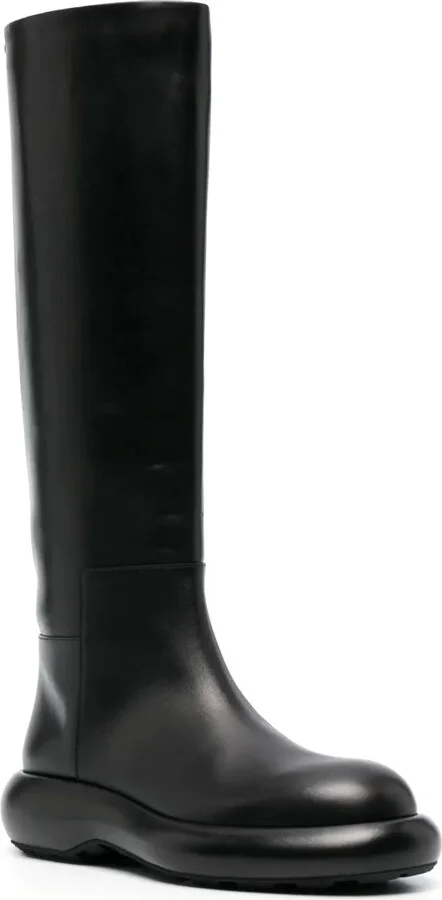 Knee-High Flat Leather Boots - Image 2