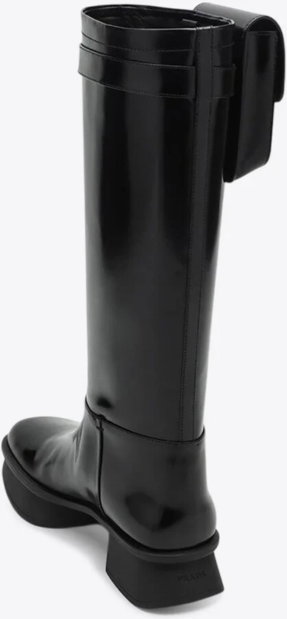 Knee-High Leather Boots with Pouch - Image 2