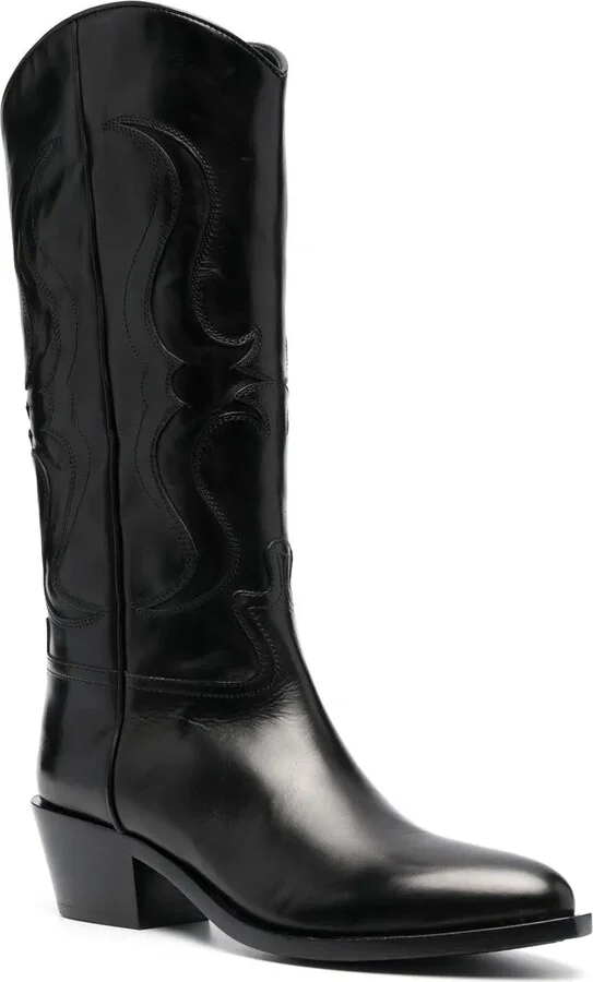 Knee-High Leather Cowboy Boots - Image 2