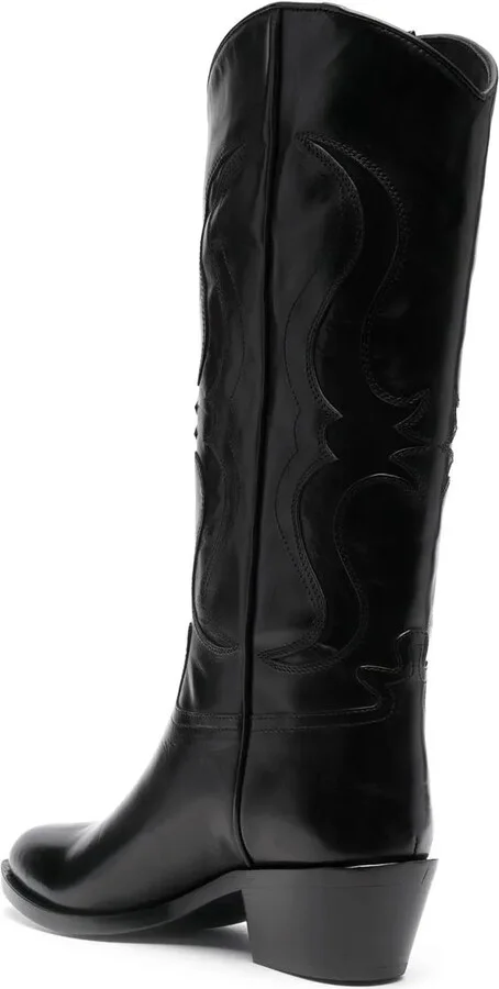 Knee-High Leather Cowboy Boots - Image 3