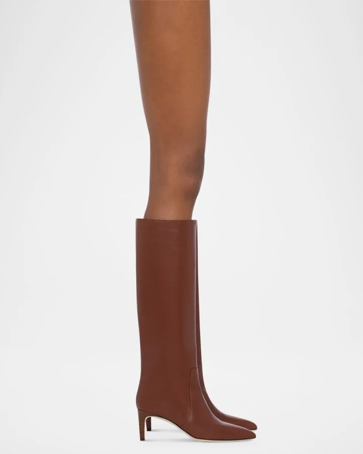 Knee-High Leather Stiletto Boots - Image 2