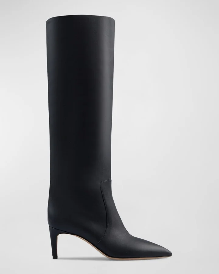Knee-High Leather Stiletto Boots