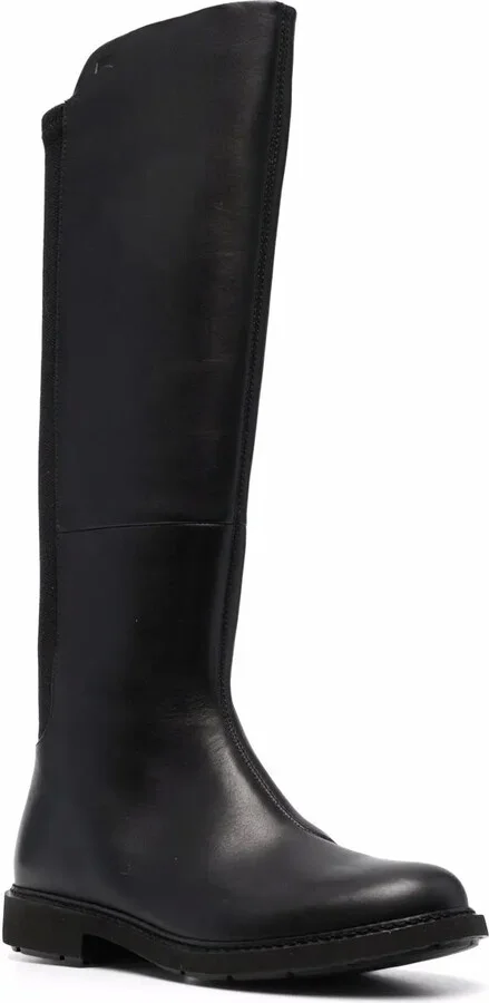 Knee-Length Panelled Leather Boots - Image 2