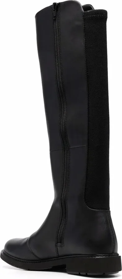 Knee-Length Panelled Leather Boots - Image 3
