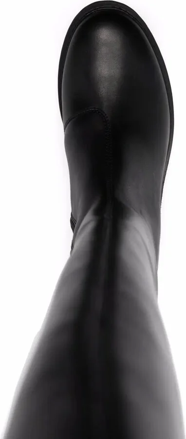 Knee-Length Panelled Leather Boots - Image 4